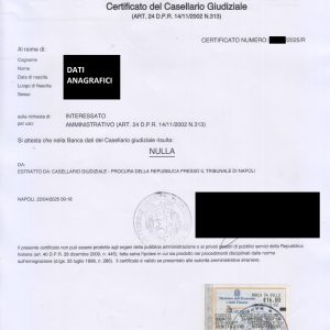 Antecedentes penales en lengua italiana